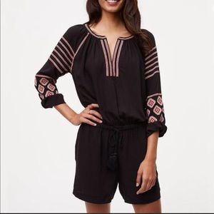 Loft black embroidered romper xs